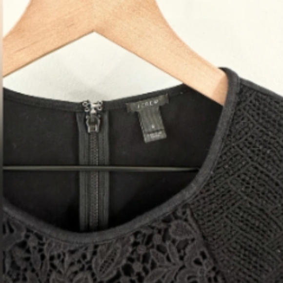 J. Crew Ponte Knit Peplum Crochet Detail Tank Black Size Small - Picture 2 of 10